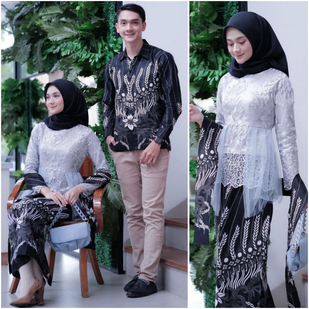 Kebaya modern wisuda couple batik brukat remaja terbaru mewah satu set pasangan keluarga baju pesta tunangan lamaran kondangan wanita muslim kekinian model Annisa