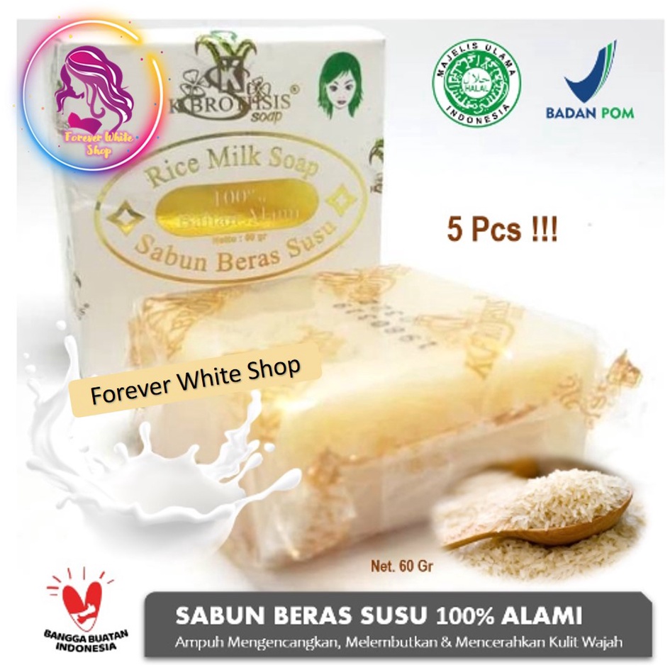 5 Pcs Sabun Beras Susu K Brothsis BPOM Halal Rice Milk Soap / Sabun Beras Susu Thailand Pemutih Bada