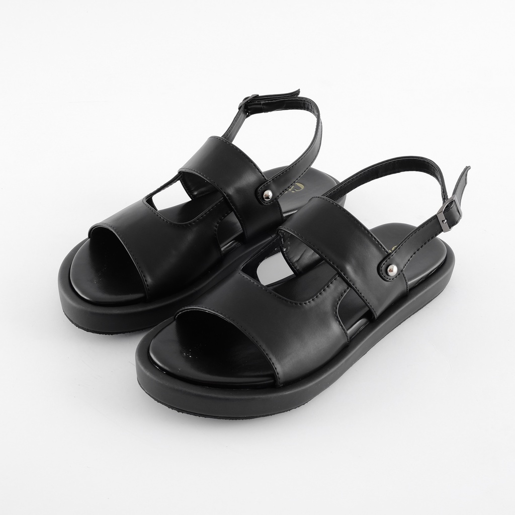Sandal Wanita - Gianina / Zaida Black Platform Sandals