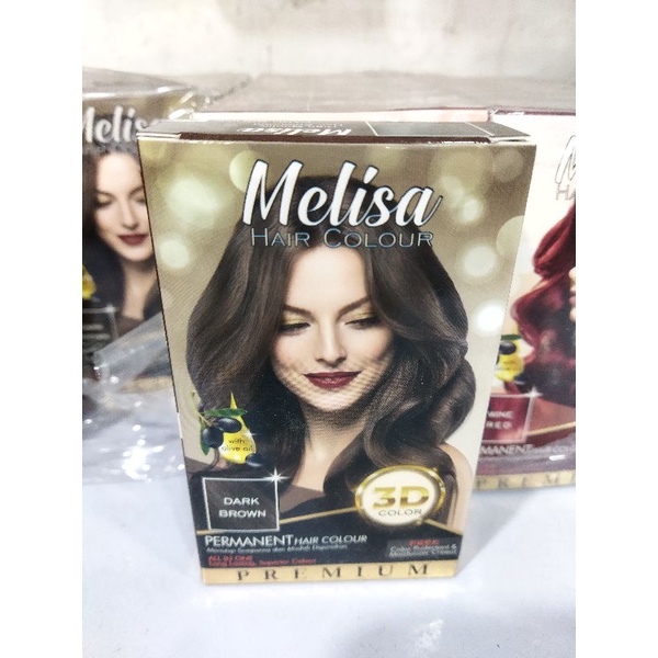 Melisa Hair Colour | Melisa Permanent Hair Colour | Melisa Hair Colour 3D Cat Rambut Melisa Natural Black -Dark Brown-Whine red-Brown-Beauty red-Golden Brown