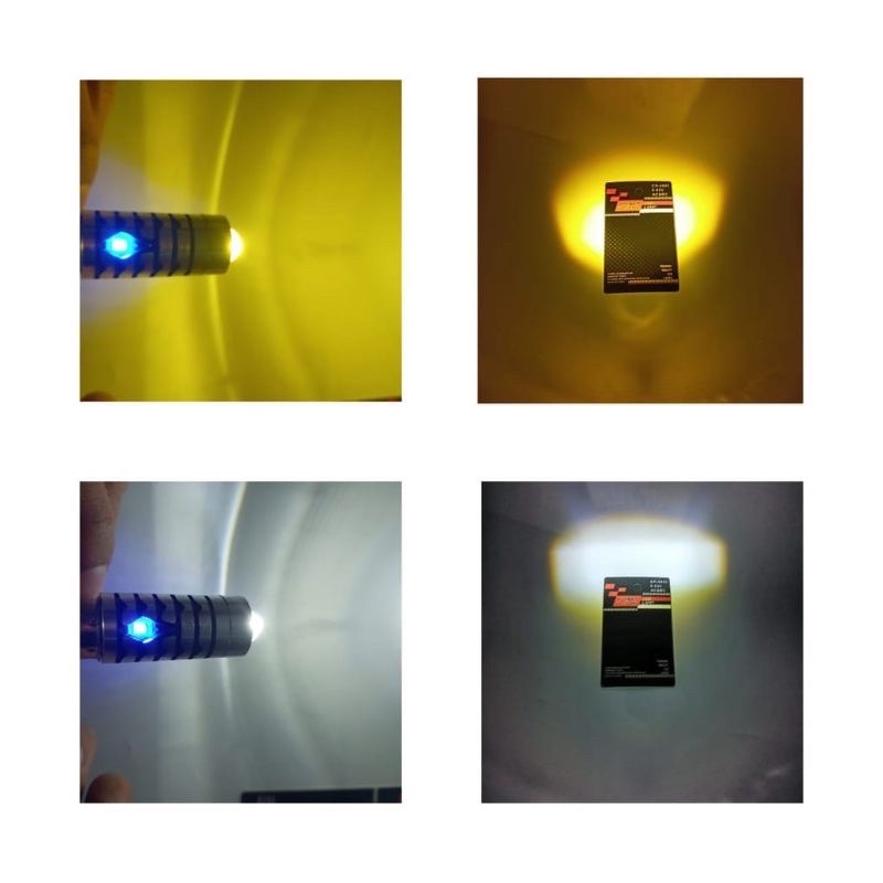 LAMPU LED DEPAN MOTOR H6 LS2 LASER HI LOW MODEL LUMINOS AC DC DOUBLE COLOR WHITE YELLOW + LAMPU SENJA BIRU