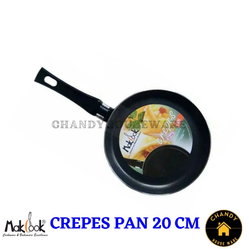 Crepes Pan / Wajan Datar / Panci Crepes / Teflon Crepes 16 18 20 22 25 Cm Merk Makcook Pasti Ori