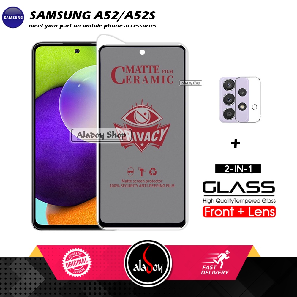PAKET 2IN1 Anti Gores Privacy Samsung A52/A52S + Tempered Glass Kamera