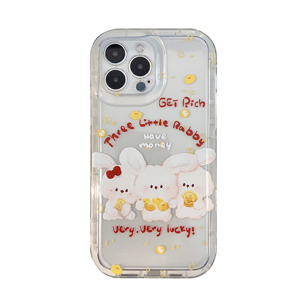 IPHONE 2023tahun Baru Cina Kelinci Lucu Emas Rabbit Kartun Silikon Case Untuk Iphone14 11 12 13 PRO MAX Casing Cover Pelindung1216