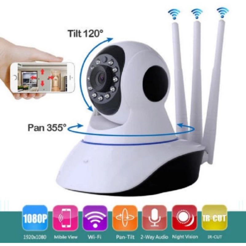 Cctv Antena Camera Cctv 3antena Full hd 1080 wifi wireless V380pro ip Smart camera