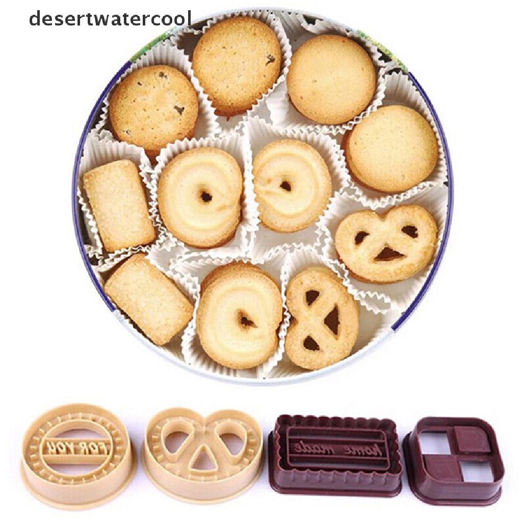 Deid 4Pcs Square Round Cookie Biscuit Cutter Set Roti Fondant Kue Cetakan Baking Tools Martijn