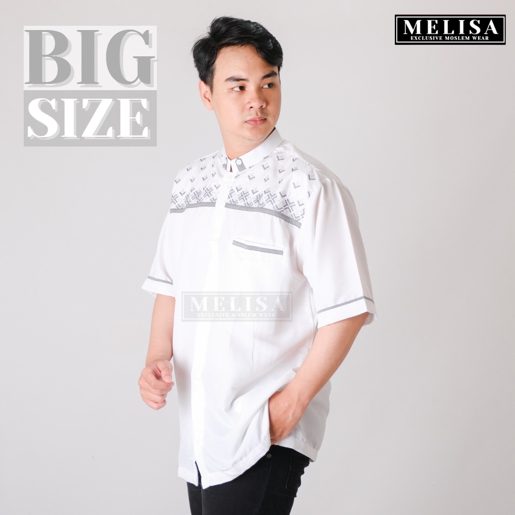 baju koko pria lengan pendek bahan poli katun warna putih tulang ukuran jumbo 2XL 3XL 4XL XXL XXXL XXXXL