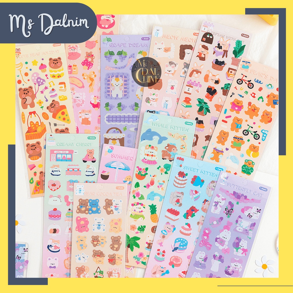 

Stiker Aesthetic Lucu Anti Air Motif Flower Cute Animal Series / Deco Sticker Photocard PC Holder Dekorasi Jurnal Journal Diary Bujo Cartoon Bear Cat Decor HP Kpop Idol Toploader Cahol Jepang Korea Kawaii DIY Planner Scrapbook Craft [ST116]