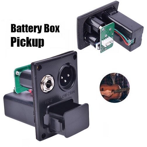 Tempat Battery Case 9V Untuk Preamp Guitar Akustik Holder Baterai 9 Volt + Lubang Jack Mic Akai