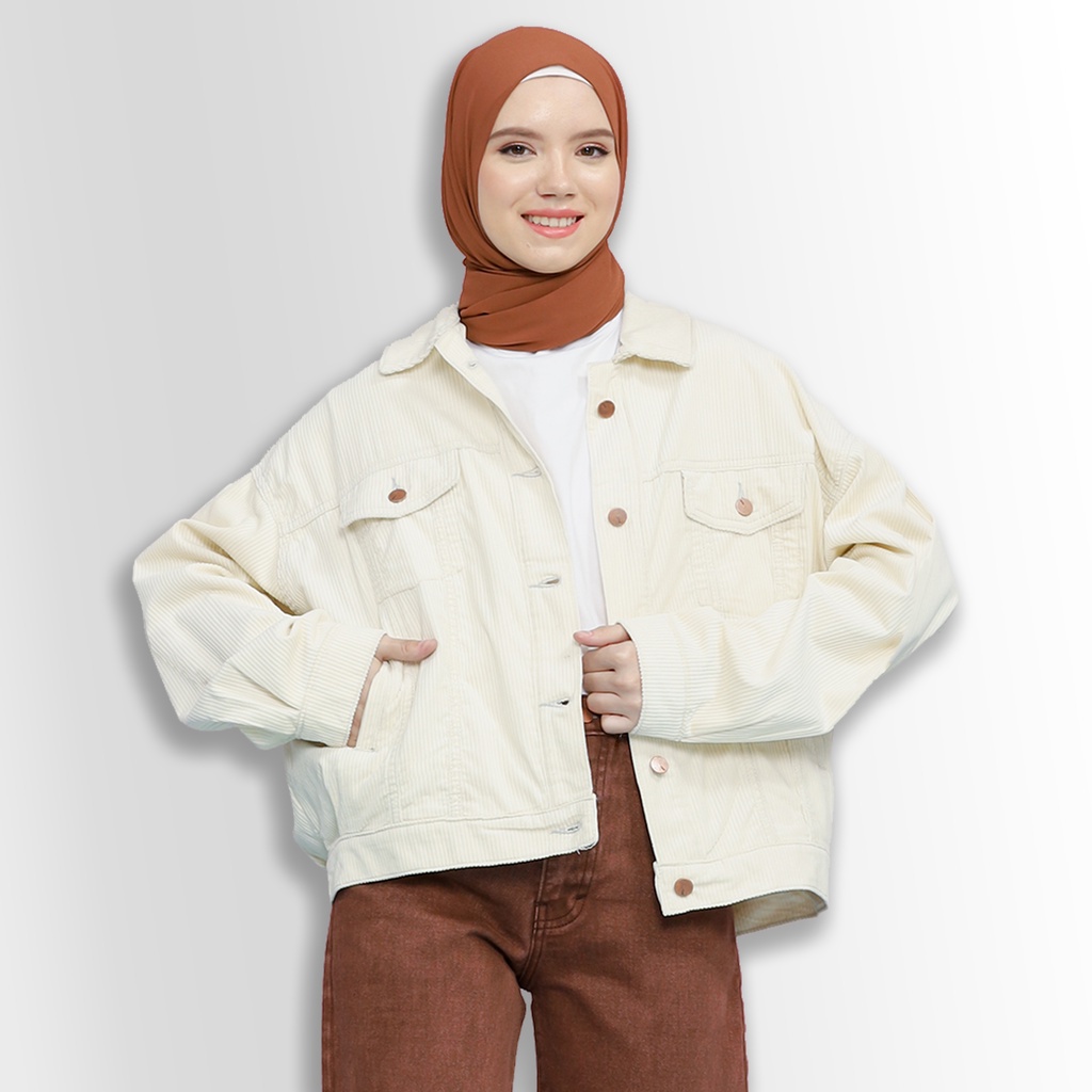 Jaket Corduroy Atasan Wanita Oversize Jacket Corduroy Bahan Tidak Nerawang Serat Halus Giovane by My