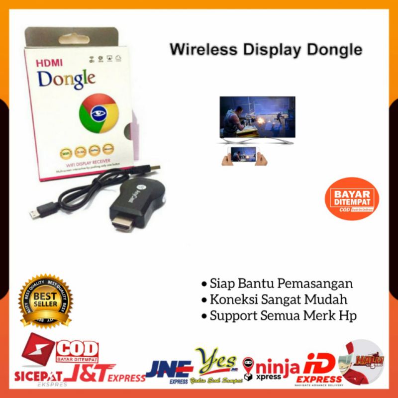 (COD) WIRELESS DONGEL ANYCASH MIRACAST TV DONGLE ANYCAST RECEIVER WIFI / ALAT PENYAMBUNG PENGHUBUNG HP KE TV LED PROYEKTOR