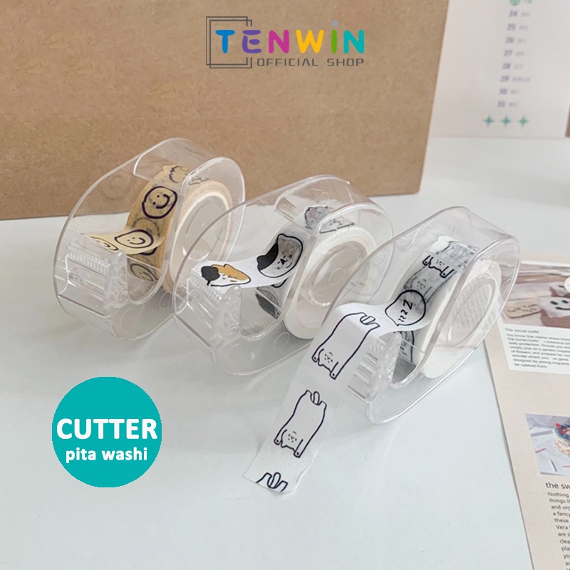 

Tape cutter/Single Dispenser Tape Washi Masking Dispenser Tempat Washi Tape-Tenwin