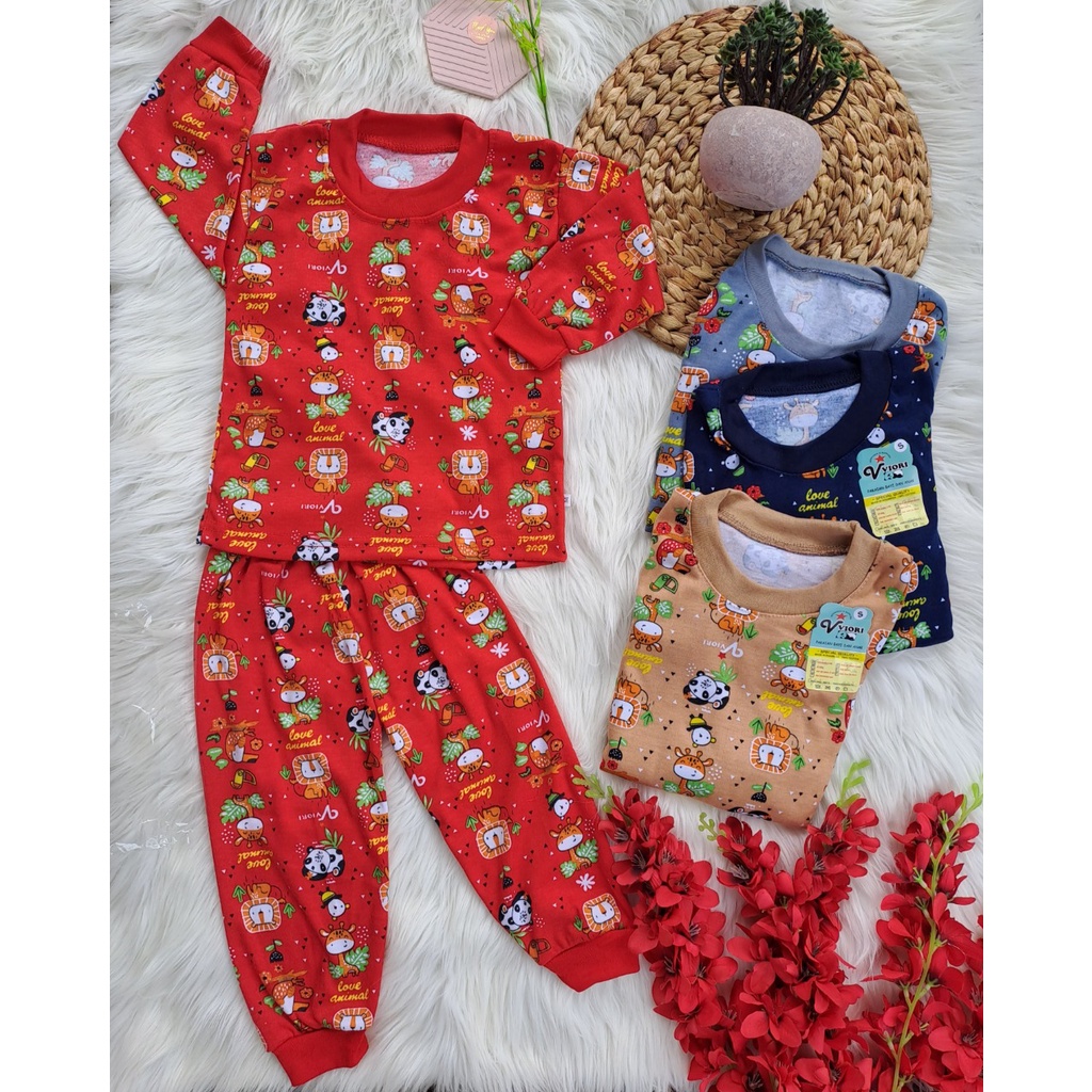 stelan baju bayi laki laki perempuan lucu murah motif PRINTING VIORI PANJANG S,M,L,XL (motif 2 random)