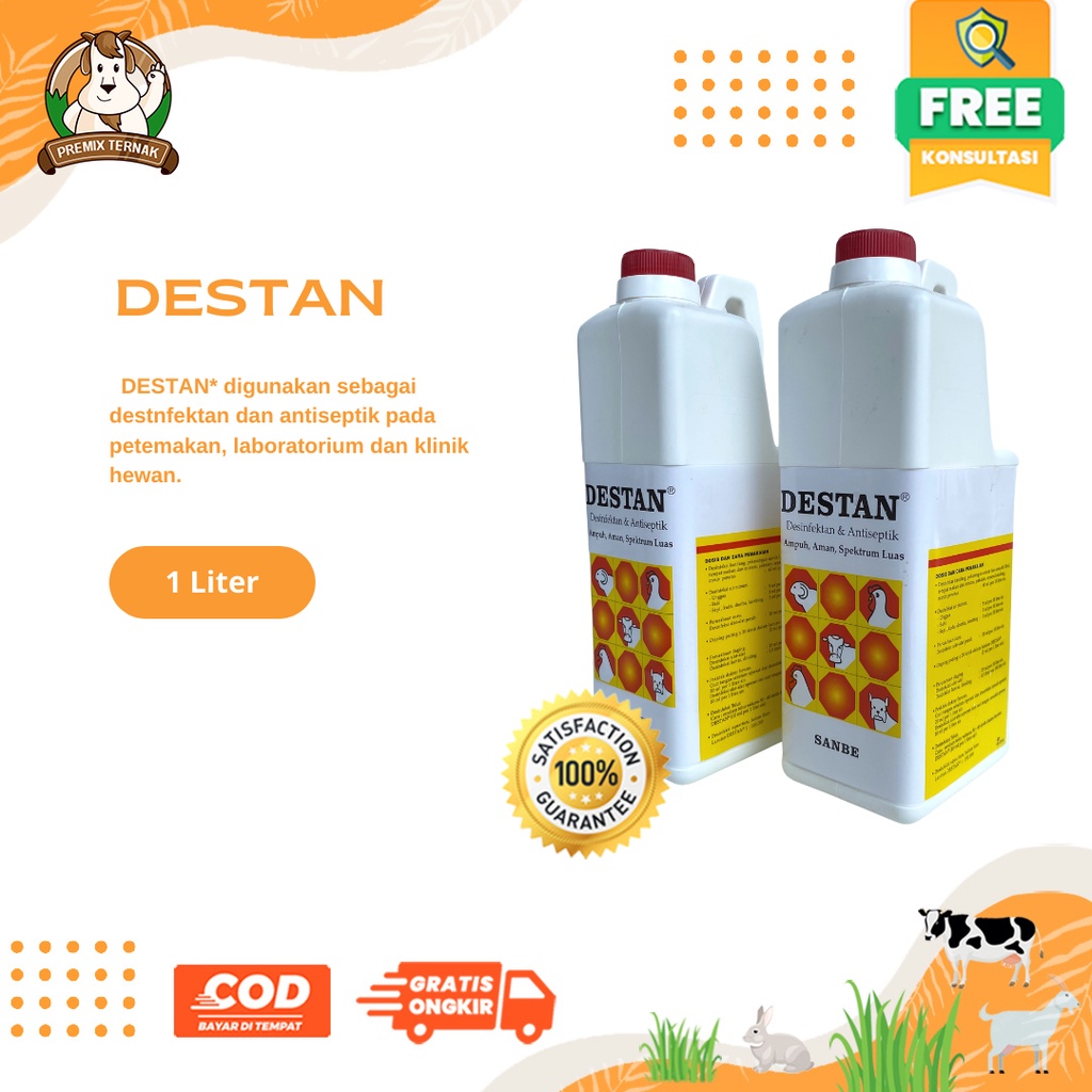 DESTAN 1 liter anti septik dan disinfektan untuk peternakan - Mirip Cetadest Bkc - Premix Ternak