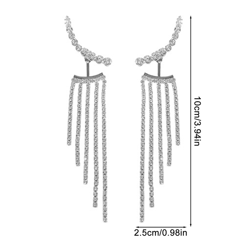 Korea Temperamen Rumbai Panjang Trendi Desain Fashion Penuh Berlian Imitasi Anting Pesta Perhiasan Bijoux Hadiah Indah