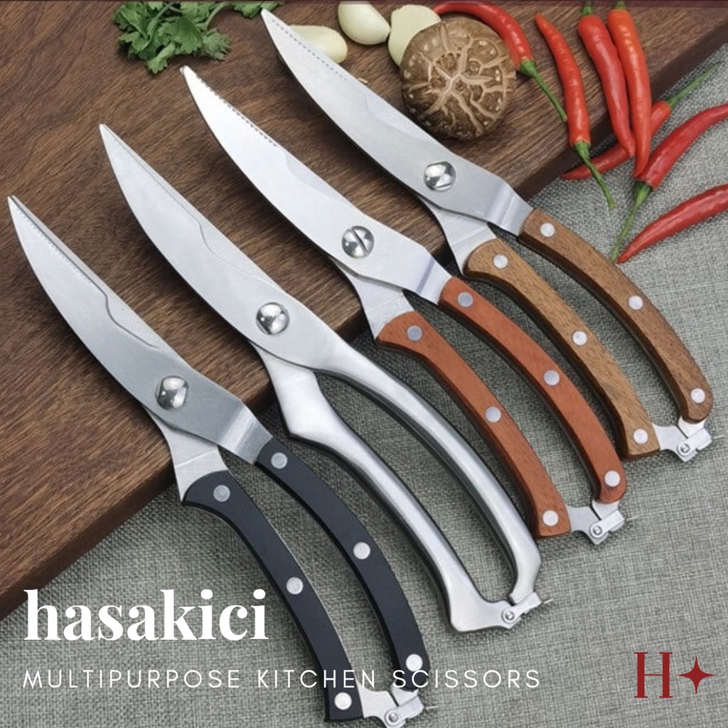 H✦ Hasakici Gunting Dapur Serbaguna Tulang Daging Sayuran Rempah Stainless Steel