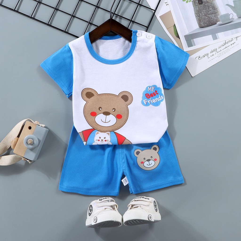 Setelan bayi / pakaian Anak Baju bayi Stelan bayi laki laki dan bayi Perempuan Motif karakter terbaru