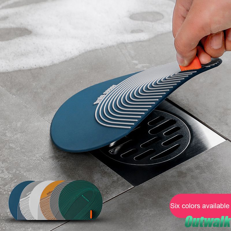 ღ Menebal Air Penguncian Silikon Floor Drain dengan Pegangan Deodoran Pad Wastafel Dapur Saringan Toilet Pad Kamar Mandi Anti Bau