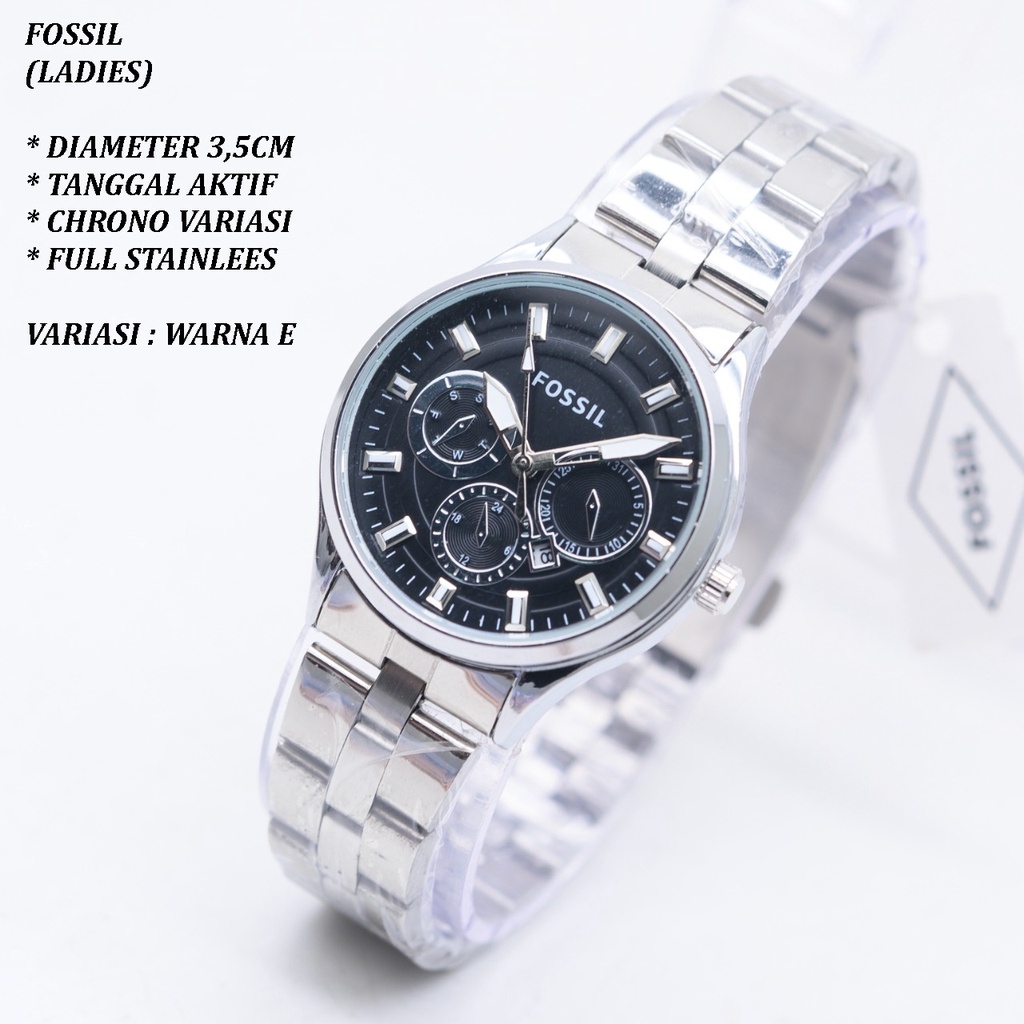 (BISA COD) JAM TANGAN WANITA FASHION HB0188 FULL STAINLEES TANGGAL AKTIF CHRONO OFF