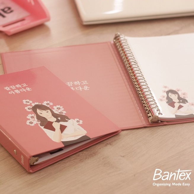 

Bantex Binder A5 20 Ring Motif Femme Pink