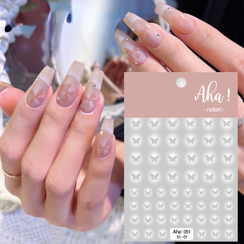 1pcs Smudge Semi Transparan Berongga Kupu-Kupu Berbentuk Hati Bunga Sakura Stiker Kuku Dekorasi Stiker Decal Manicure Art Untuk Wanita