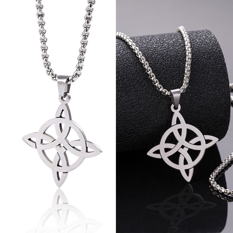 Perhiasan Eropa Dan Amerika Stainless Steel Viking Rune Irish Konsentrik Simpul Kalung Berongga Dipoles Liontin Kalung