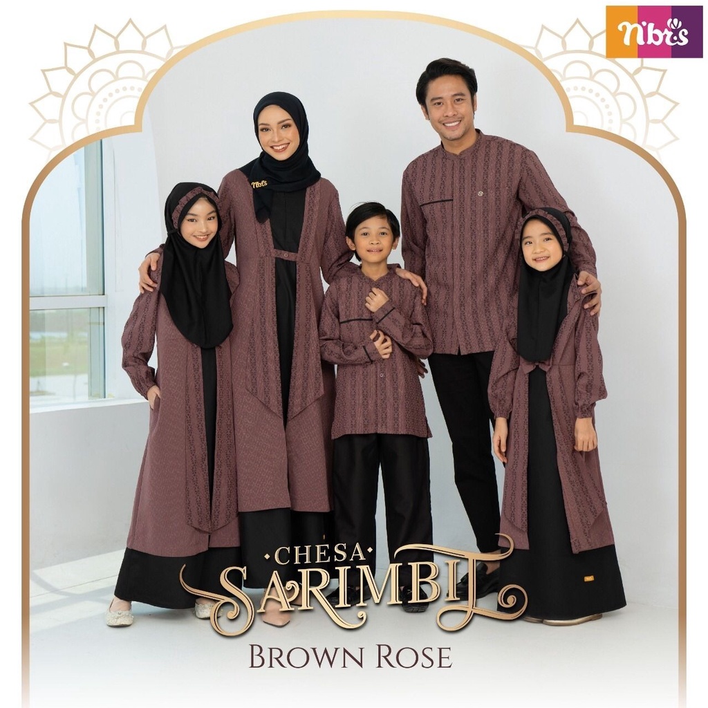 Sarimbit Nibras Terbaru 2023 Chesa Brown Rose Baju Keluarga Muslim Lebaran Pasangan Couple Nbrs Ori 