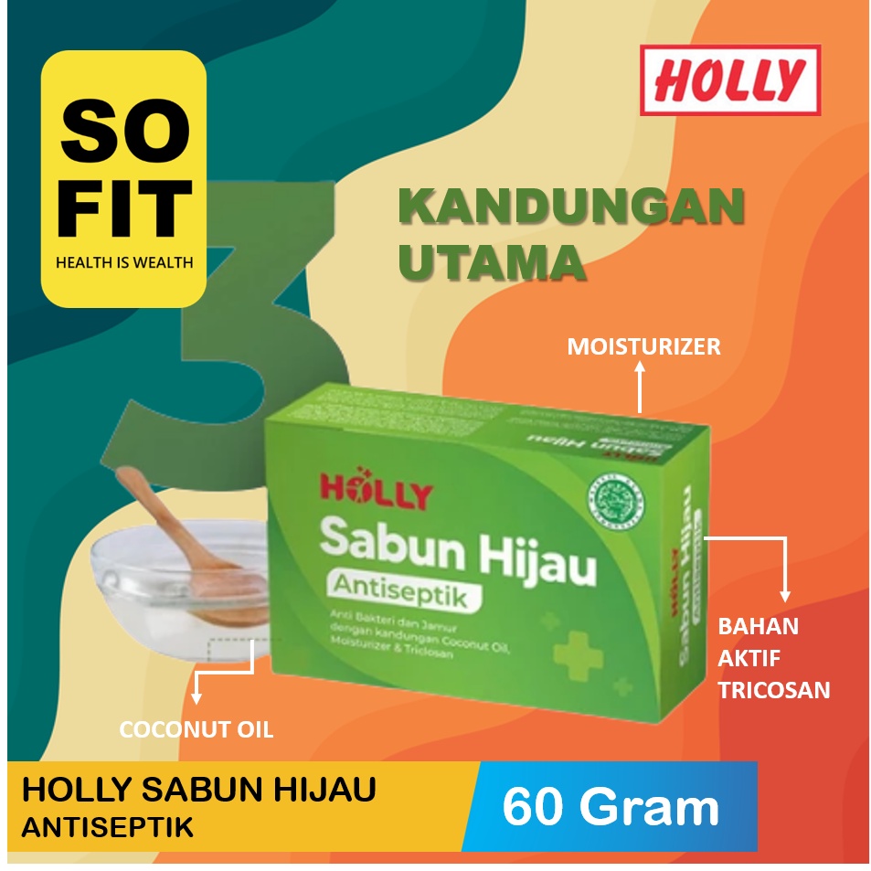 Holly Sabun Antiseptik  Hijau Box 40gr 60gr 80gr /  Antiseptik Anti Bakteri Jamur / Sabun