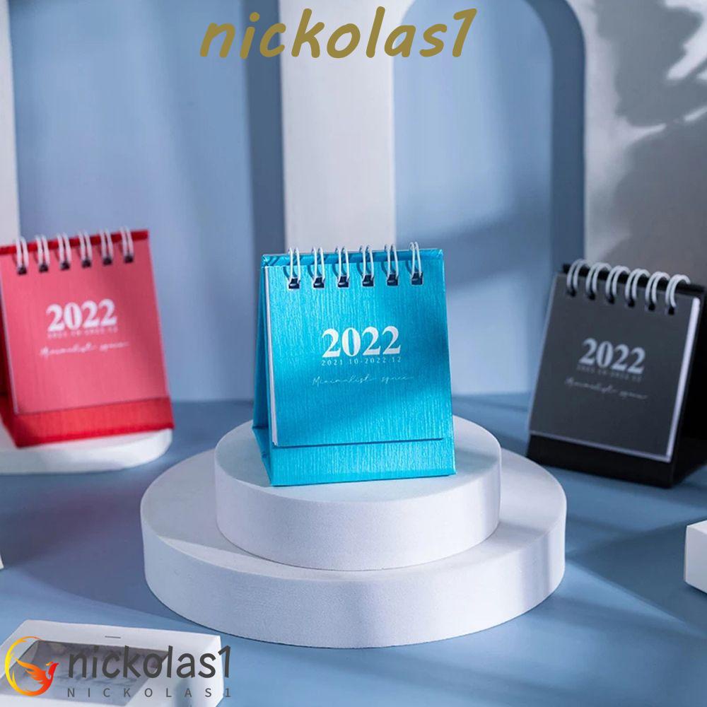 Nickolas1 Kalender Meja Mini Mahasiswa Twin-wire Binding Weekly Planner Halaman Memo Perlengkapan Kantor Standing Flip Calendar