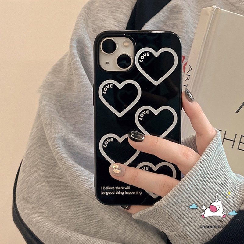 Kompatibel Untuk IPhone 7Plus 8Plus 11 14 13 12 Pro Max XR 7 8 14 Plus X XS Max SE 2020kartun Love Hati Glossy Halus Lembut Tpu Full Pelindung Casing Ponsel