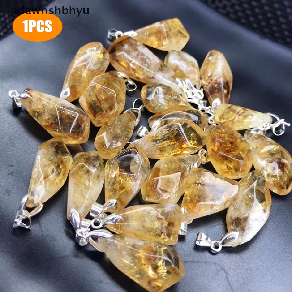 Adawnshbhyu Alami Brazil Citrine Charm Liontin Penyembuhan Kristal Batu Enegry DIY Perhiasan ID