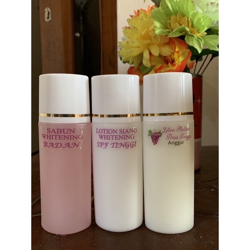 HB ANGGUR WHITENING DOUBLE DOSIS + SIANG ORI AROMA ANGGUR + SABUN WHITENINH  / SIANG MALAM HB ANGGUR