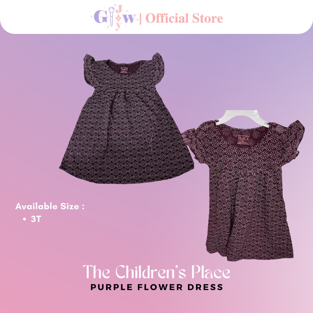 A5006 THE CHILDREN'S PLACE purple flower dress / baju anak kecil bayi remaja girl bodysuit jumper pakaian perempuan laki laki cowo cewe cewek cowok kemeja overall lucu unik imut gemas gemes murah sisa ekspor export kaos kaus