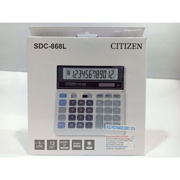 

KALKULATOR 12 DIGIT MERK CITIZEN SDC 868L #ORIGINAL