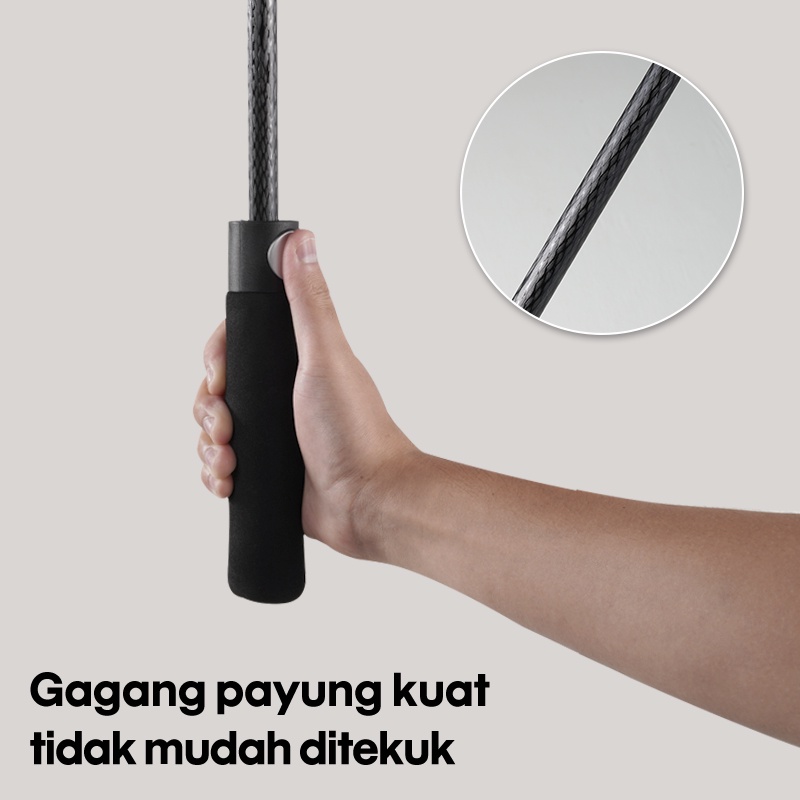 Letyeah &amp; Anantagt PAYUNG hujan Golf HITAM Polos / payung jualan jumbo Besar Tebal / Payung Otomatis Buka Berkualitas Murah