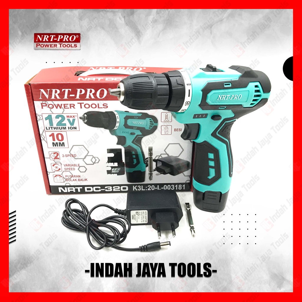NRT-PRO DC-320 Mesin Bor Cordless Drill Screwdriver Baterai 10 mm 12V