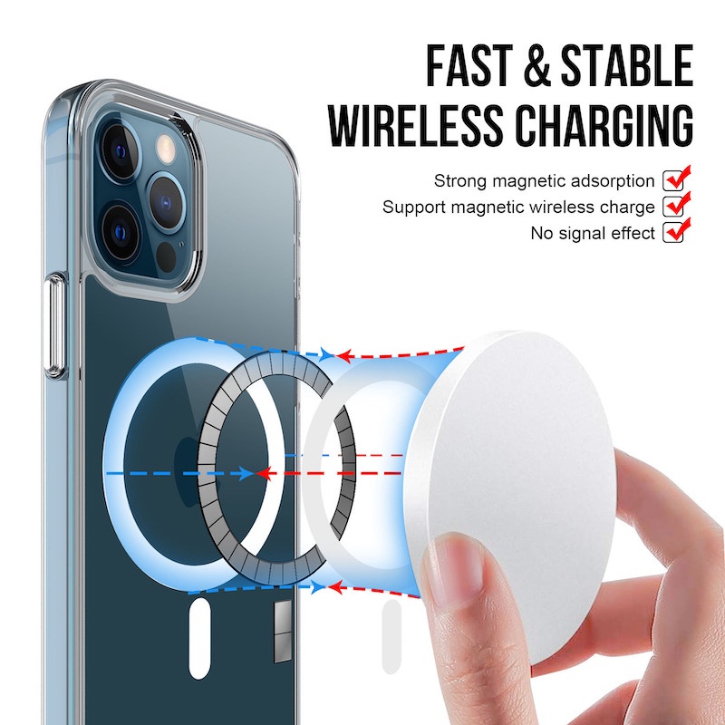IPHONE Luxury Wireless Charging Transparan Magsafe Cover Case Untuk Iphone14 13 12 11 Pro Max XR Xs X8 7 Plus SE2 Silikon Cover