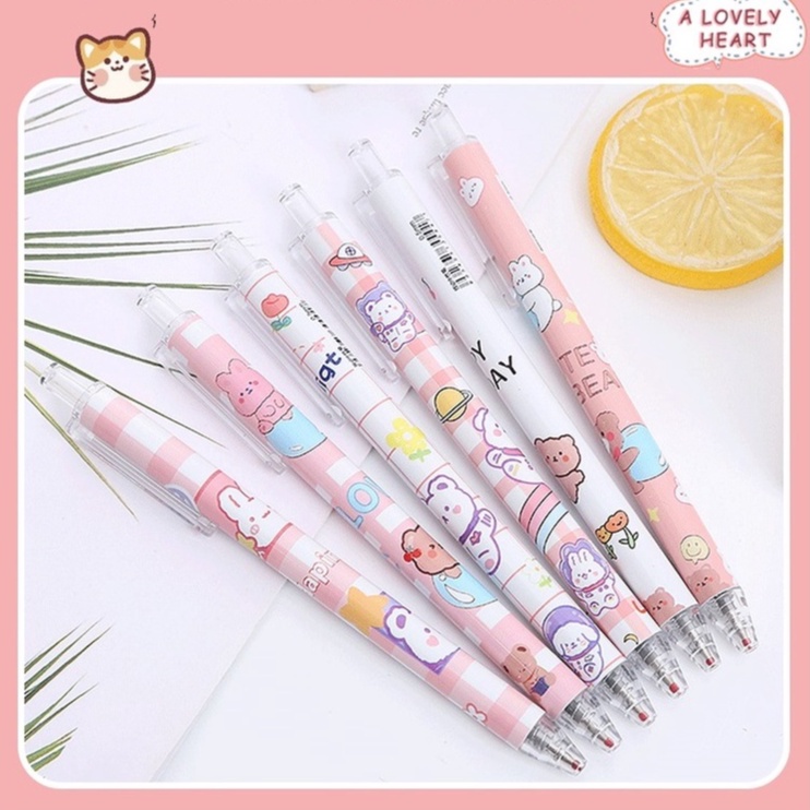 

IDgrosir 6pcs Pena Pen Pulpen Cetek Cetekan Gel Bear Beruang Kemasan Kotak Mika Transparan IDG-ST0106