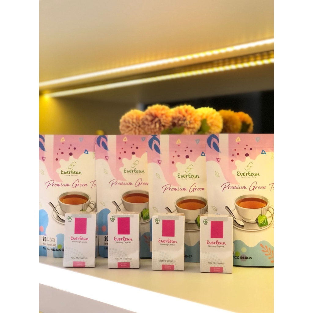 Everlean Pink 4pcs dan Everlean Premium Green Tea 4pcs