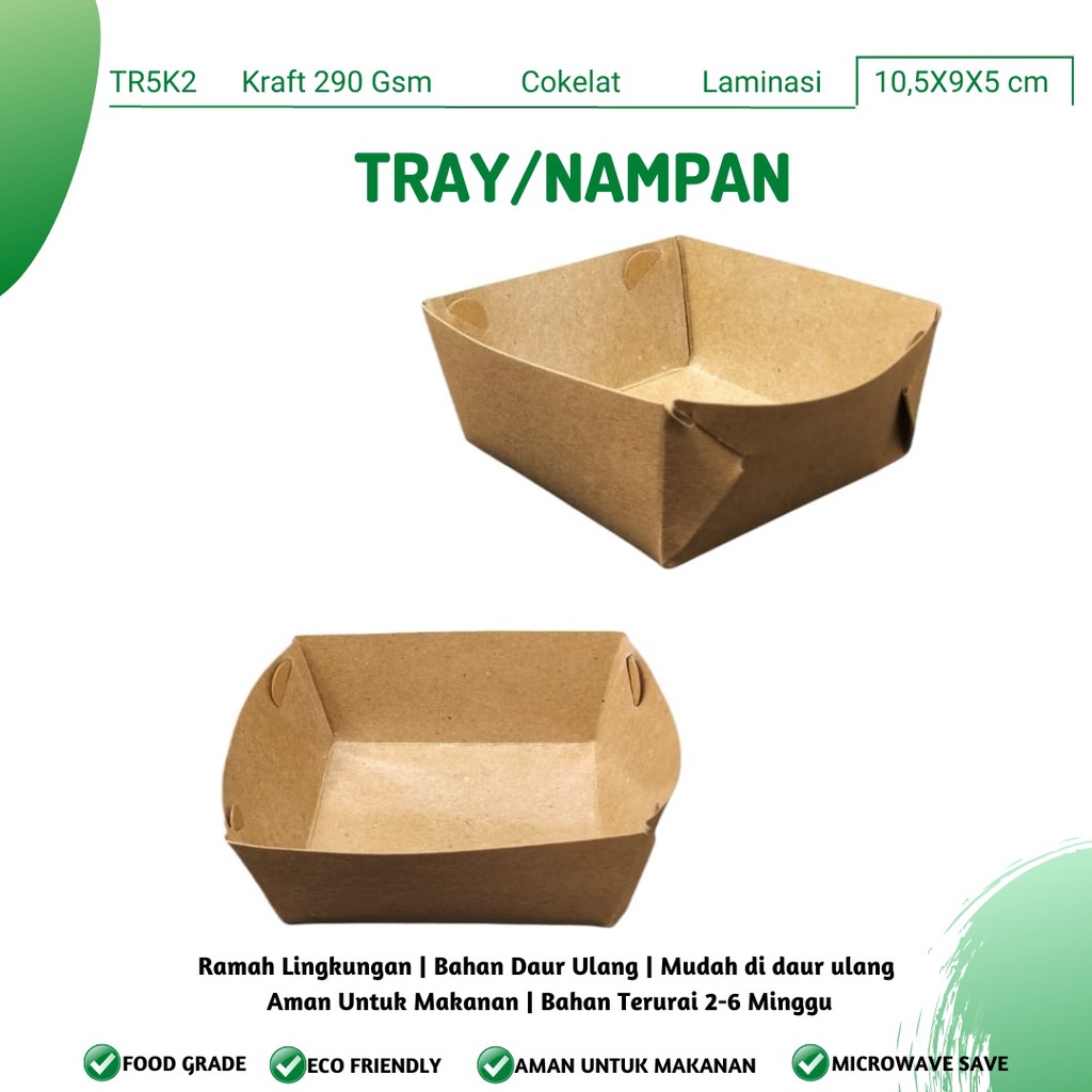 Paper Tray Bungkus Makanan Nampan (TR5K2-10.5X9X5 Cm)