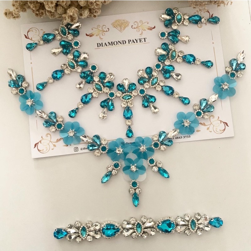 Payet Rangkai bunga 3d Leher Dada Pinggang