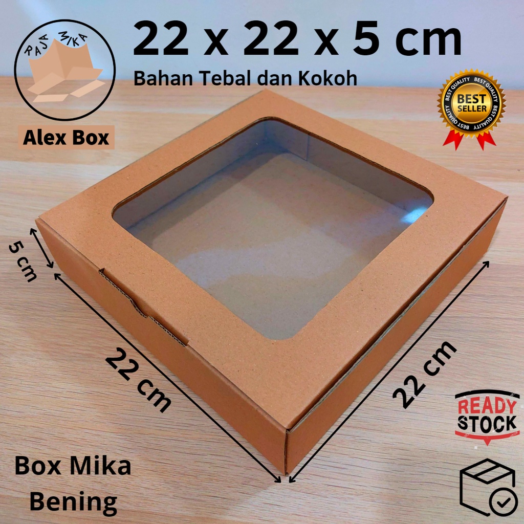 

Kardus Mika 22 x 22 x 5 cm... model diecut, untuk kue hampers dll