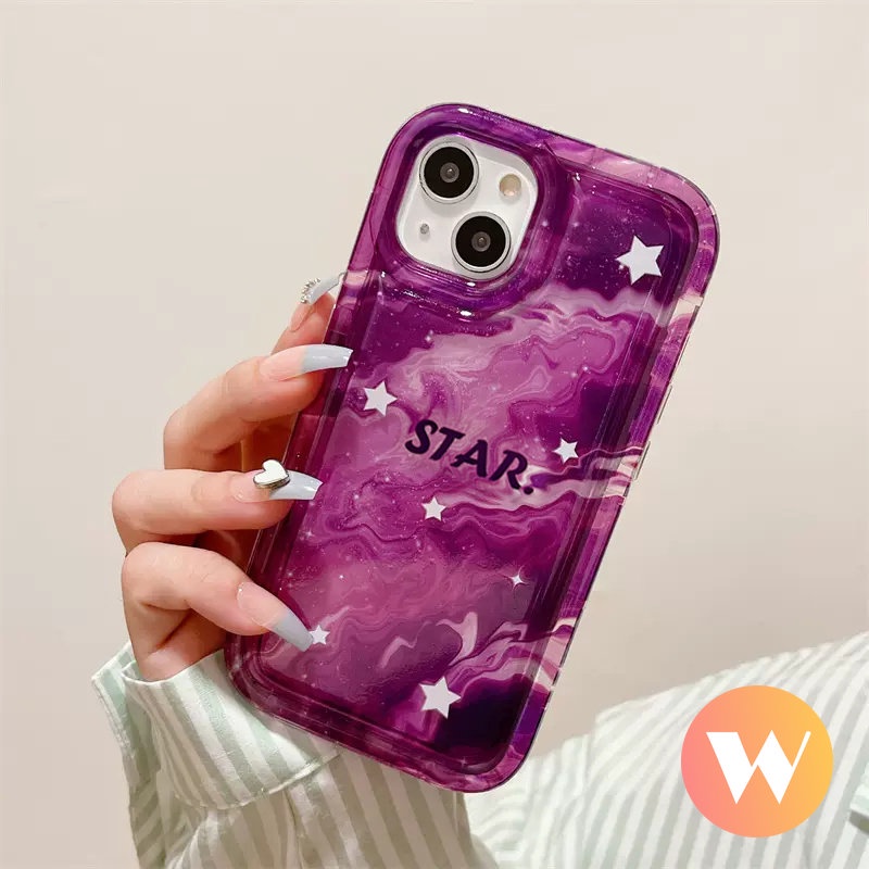 IPHONE Airbag Shockproof Phone Case Kompatibel Untuk Iphone11 13 12 14 Pro Max XR 7Plus 8Plus 6Plus X XS Max Ins Fashion Gradient Starry Sky Mewah Lembut Tpu Penutup Belakang