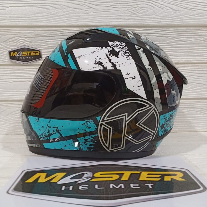 HELM KYT R-10 #3 BLACK AQUA BLUE KYT R-10 #3 KYT R10 SMOKE VISOR