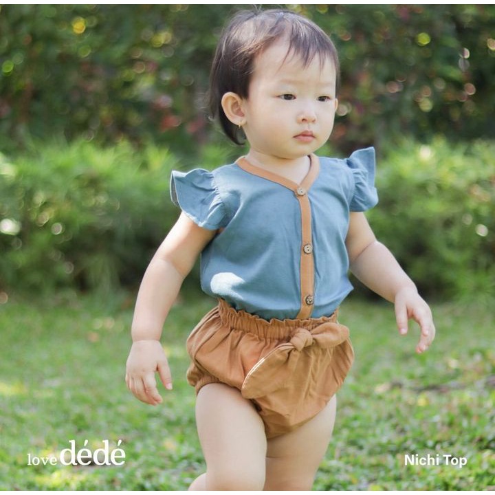 FLOWER NICHI Ruffle Top berserttifikasi OEKO TEX baju bayi anak atasan renda perempuan cewek Lucu lovedede