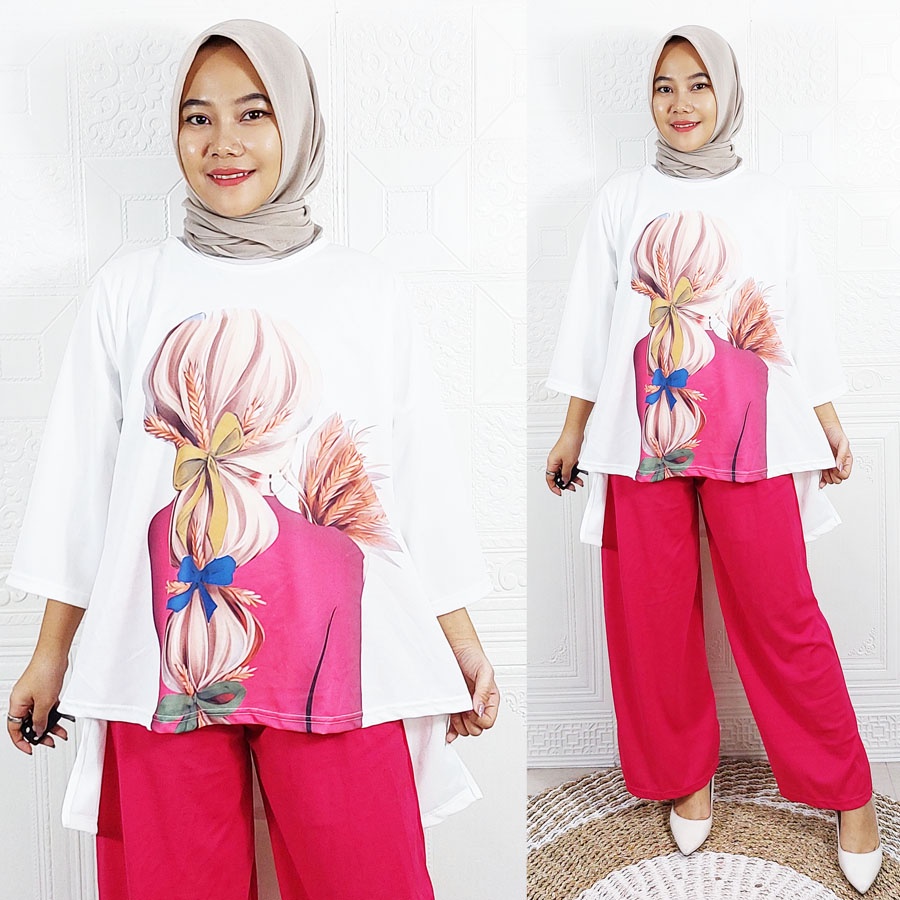 CARLINA PRETTY WOMEN ONE SET OVERSIZE BAJU DAN CELANA PANJANG WANITA VIRAL CANTIK