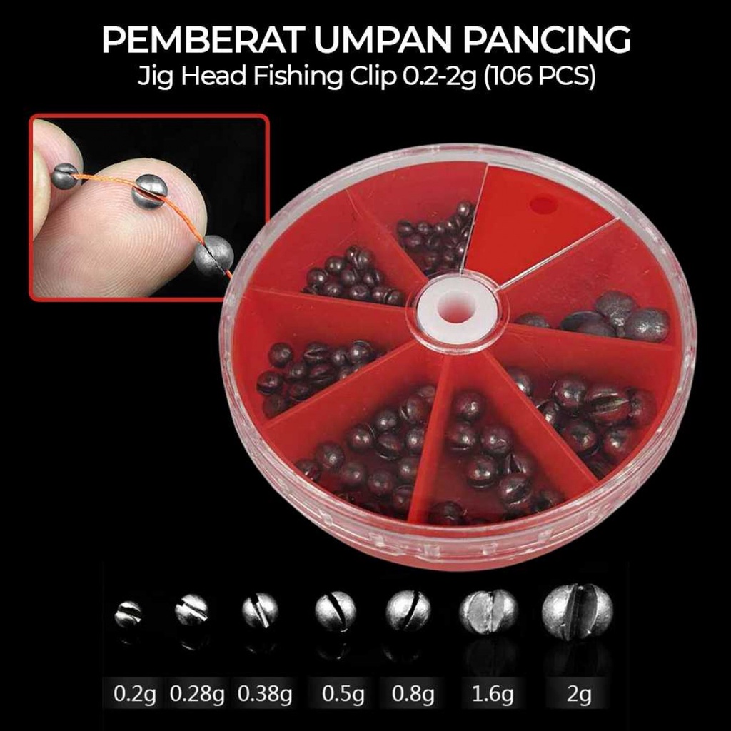 GOOSHING Pemberat Umpan Timah Bandulan Pancing 0.2-2g 106 PCS