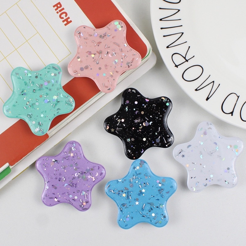 PopSocket HP Model Bintang [STAR] 3D Aksen Glitter GRIP TOK