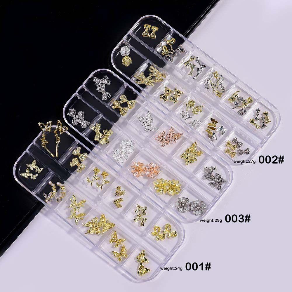 AUGUSTINA Augustina Bow Nail Art Dekorasi Mewah Fashion Ikatan Simpul Manikur Aksesoris Alloy 3D Nail Jewelry