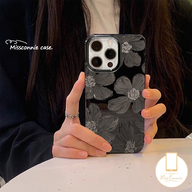 IPHONE Case Compatible Untuk Iphone11 13 12 14 Pro Max7 8 Plus XR X XS Max SE 2020 INS Fashion Retro Lukisan Minyak Bunga Full Body Glossy Halus Lembut TPU Pelindung Penutup Belakang